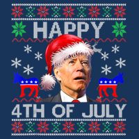 Ugly Santa Joe Biden Happy 4th Of July Christmas Drawstring Bag