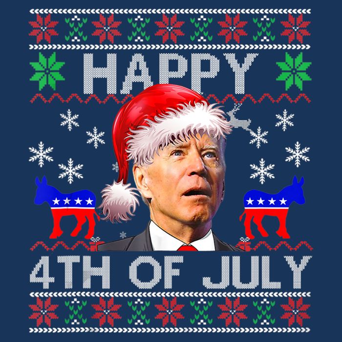 Ugly Santa Joe Biden Happy 4th Of July Christmas Drawstring Bag