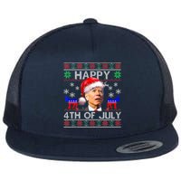 Ugly Santa Joe Biden Happy 4th Of July Christmas Flat Bill Trucker Hat