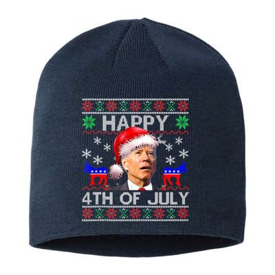 Ugly Santa Joe Biden Happy 4th Of July Christmas Sustainable Beanie