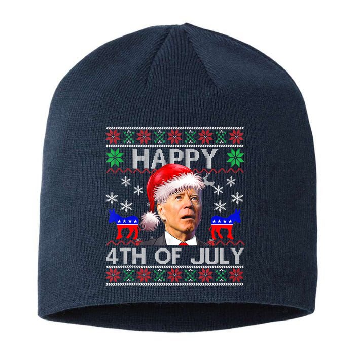 Ugly Santa Joe Biden Happy 4th Of July Christmas Sustainable Beanie