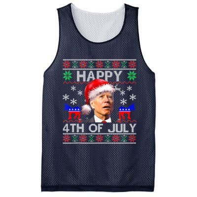 Ugly Santa Joe Biden Happy 4th Of July Christmas Mesh Reversible Basketball Jersey Tank
