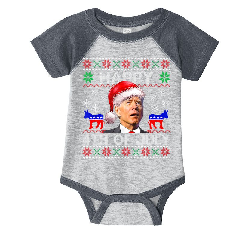 Ugly Santa Joe Biden Happy 4th Of July Christmas Infant Baby Jersey Bodysuit