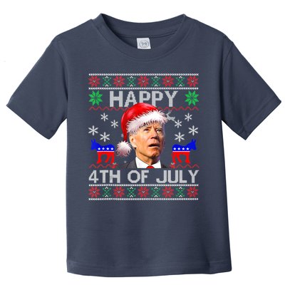 Ugly Santa Joe Biden Happy 4th Of July Christmas Toddler T-Shirt