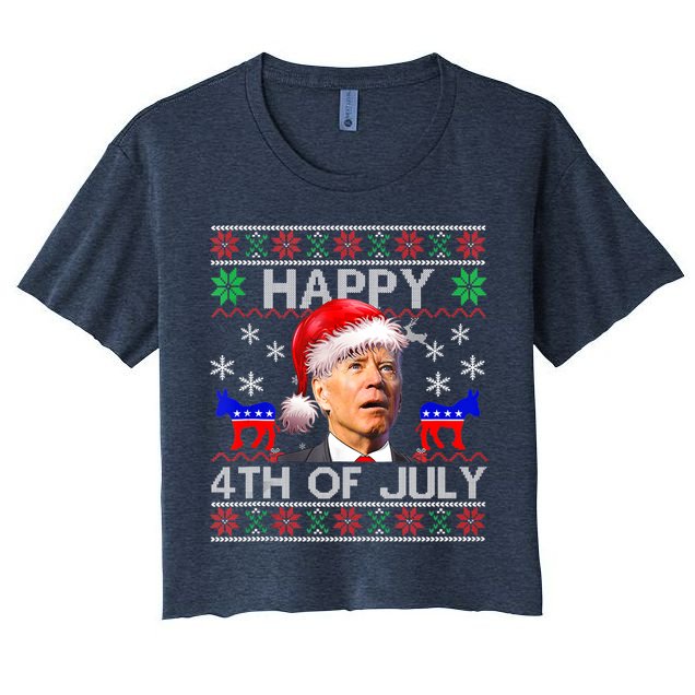 Ugly Santa Joe Biden Happy 4th Of July Christmas Crop Top
