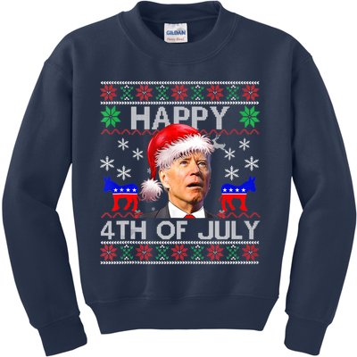 Ugly Santa Joe Biden Happy 4th Of July Christmas Kids Sweatshirt