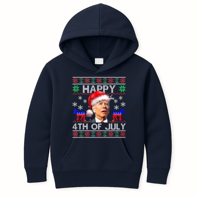 Ugly Santa Joe Biden Happy 4th Of July Christmas Kids Hoodie