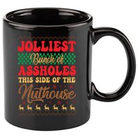 Ugly Sweater Jolliest Bunch Of Assholes This Side Gift Funny Xmas 11oz C Handle Ceramic Mug