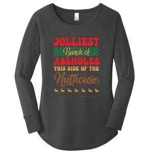 Ugly Sweater Jolliest Bunch Of Assholes This Side Gift Funny Xmas Women's Perfect Tri Tunic Long Sleeve Shirt