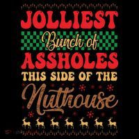 Ugly Sweater Jolliest Bunch Of Assholes This Side Gift Funny Xmas Flatbill Hat