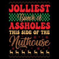 Ugly Sweater Jolliest Bunch Of Assholes This Side Gift Funny Xmas Pom Pom 12in Knit Beanie