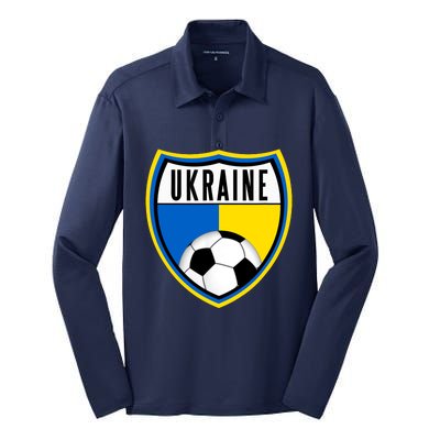 Ukraine Soccer Jersey Ukrainian Flag Silk Touch Performance Long Sleeve Polo