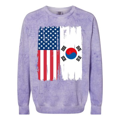 Usa South Korean Flag Meaningful Gift Colorblast Crewneck Sweatshirt