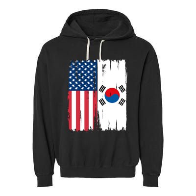 Usa South Korean Flag Meaningful Gift Garment-Dyed Fleece Hoodie