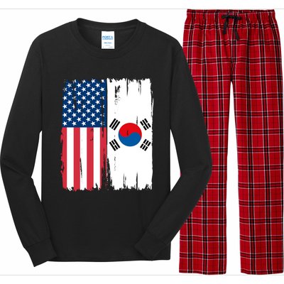 Usa South Korean Flag Meaningful Gift Long Sleeve Pajama Set