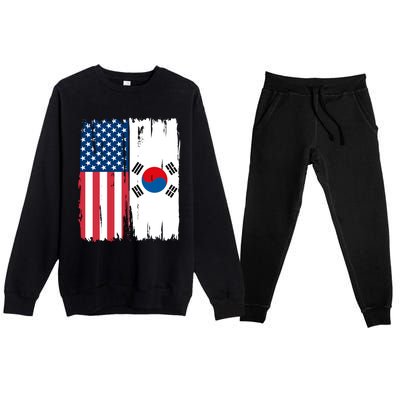 Usa South Korean Flag Meaningful Gift Premium Crewneck Sweatsuit Set