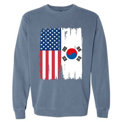 Usa South Korean Flag Meaningful Gift Garment-Dyed Sweatshirt