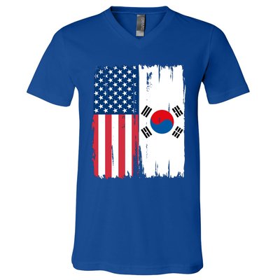 Usa South Korean Flag Meaningful Gift V-Neck T-Shirt