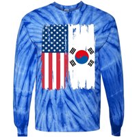 Usa South Korean Flag Meaningful Gift Tie-Dye Long Sleeve Shirt