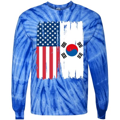 Usa South Korean Flag Meaningful Gift Tie-Dye Long Sleeve Shirt