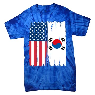 Usa South Korean Flag Meaningful Gift Tie-Dye T-Shirt