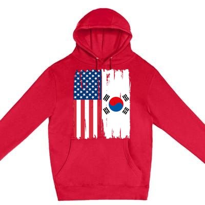 Usa South Korean Flag Meaningful Gift Premium Pullover Hoodie