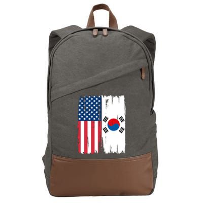 Usa South Korean Flag Meaningful Gift Cotton Canvas Backpack