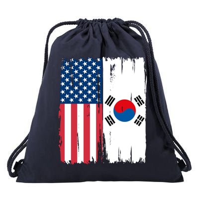 Usa South Korean Flag Meaningful Gift Drawstring Bag