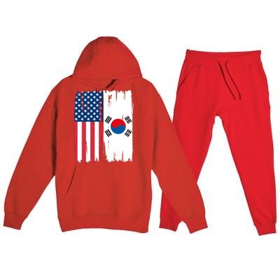 Usa South Korean Flag Meaningful Gift Premium Hooded Sweatsuit Set