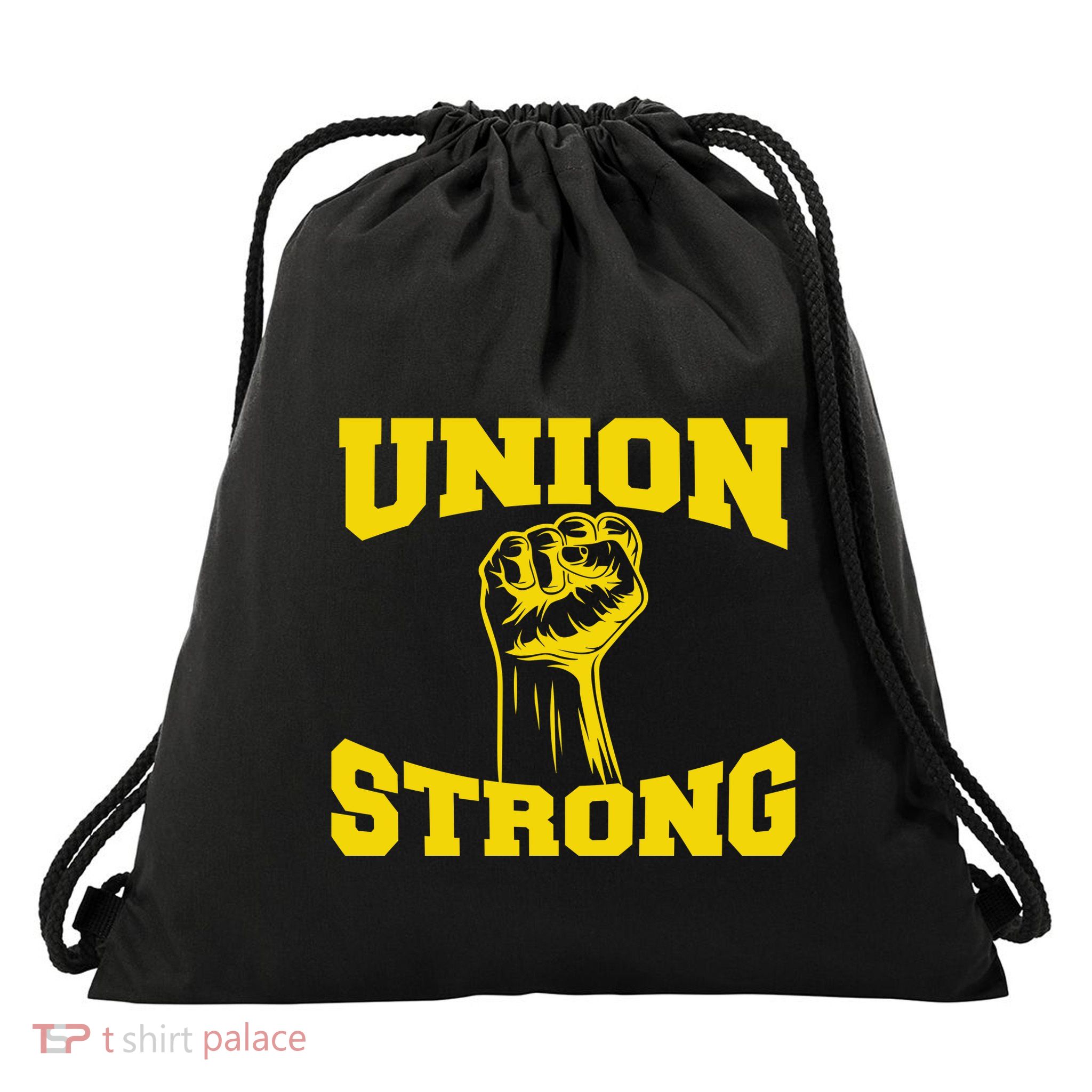 Union Strong Labor Day Graphic Drawstring Bag