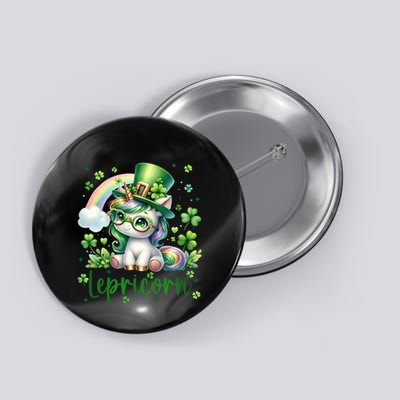Unicorn Shamrock Leprechaun Lepricorn St Patricks Day Button