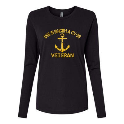 Uss Shangri La Cv 38 Aircraft Carrier Veteran Veterans Day Womens Cotton Relaxed Long Sleeve T-Shirt