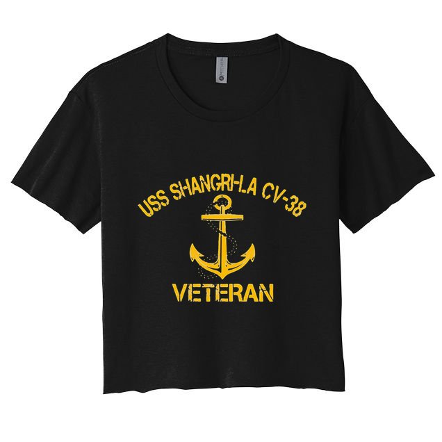 Uss Shangri La Cv 38 Aircraft Carrier Veteran Veterans Day Crop Top