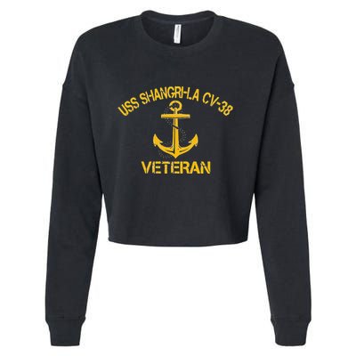 Uss Shangri La Cv 38 Aircraft Carrier Veteran Veterans Day Cropped Pullover Crew