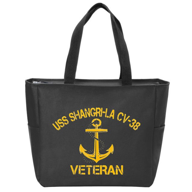 Uss Shangri La Cv 38 Aircraft Carrier Veteran Veterans Day Zip Tote Bag