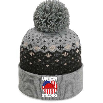 Union Strong Labor Day Graphic The Baniff Cuffed Pom Beanie