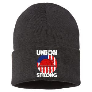 Union Strong Labor Day Graphic Sustainable Knit Beanie