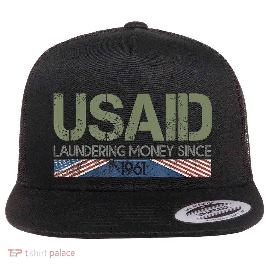 Usaid Satire Laundering Money Since 1961 Flat Bill Trucker Hat