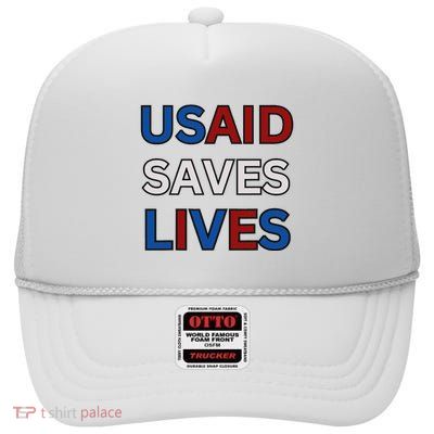 Usaid Saves Lives High Crown Mesh Back Trucker Hat