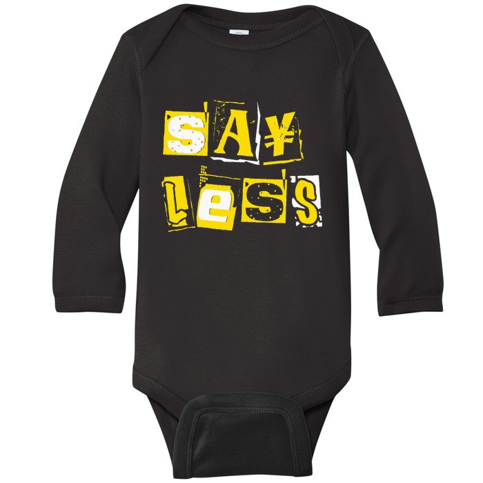 Universitygold Say Less Varsitygold Color Baby Long Sleeve Bodysuit