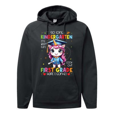 Unicorn So Long Kindergarten Graduation Last Day Of School Performance Fleece Hoodie