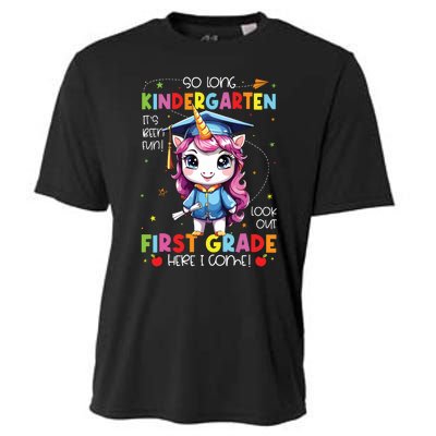 Unicorn So Long Kindergarten Graduation Last Day Of School Cooling Performance Crew T-Shirt