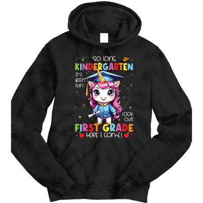 Unicorn So Long Kindergarten Graduation Last Day Of School Tie Dye Hoodie