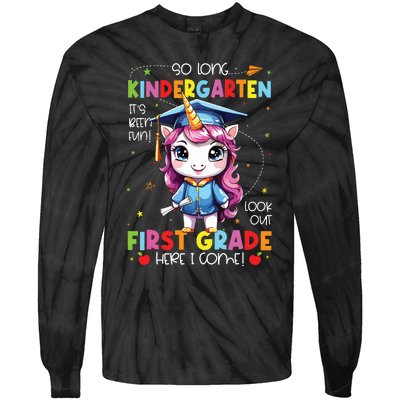 Unicorn So Long Kindergarten Graduation Last Day Of School Tie-Dye Long Sleeve Shirt