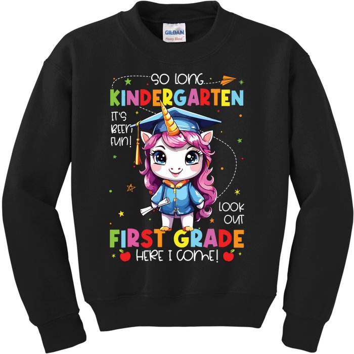 Unicorn So Long Kindergarten Graduation Last Day Of School Kids Sweatshirt