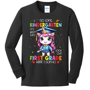 Unicorn So Long Kindergarten Graduation Last Day Of School Kids Long Sleeve Shirt