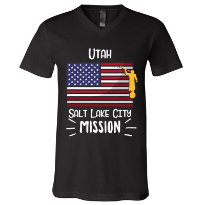 Utah Salt Lake City Mormon Lds Mission Missionary V-Neck T-Shirt