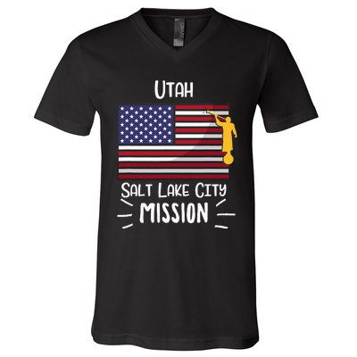 Utah Salt Lake City Mormon Lds Mission Missionary V-Neck T-Shirt