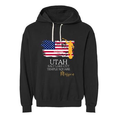 Utah Salt Lake City Temple Square Mormon Lds Mission Mission Garment-Dyed Fleece Hoodie