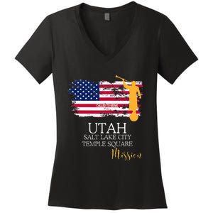 Utah Salt Lake City Temple Square Mormon Lds Mission Mission Women's V-Neck T-Shirt